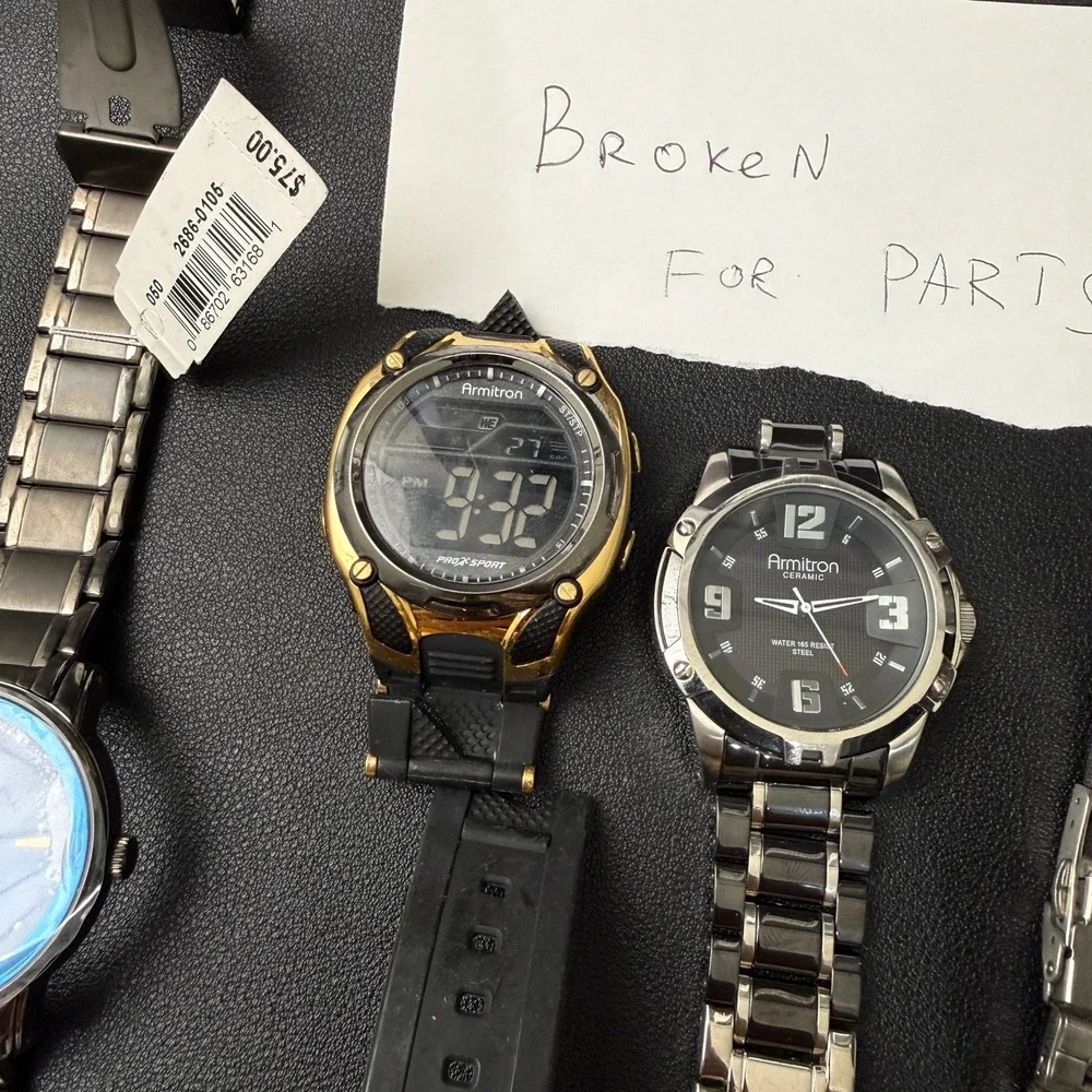 Set of 6 Armitron Men's Watches Analog & Digital Mix BROKEN FOR PARTS